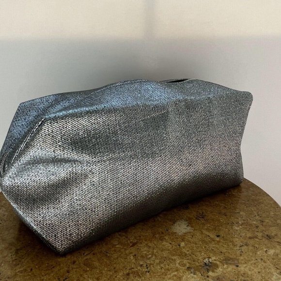 Coach Toiletry Pouch, Makeup & Cosmetic Bag, Silver Shimmering Large Zipper NWT - Picture 6 of 16